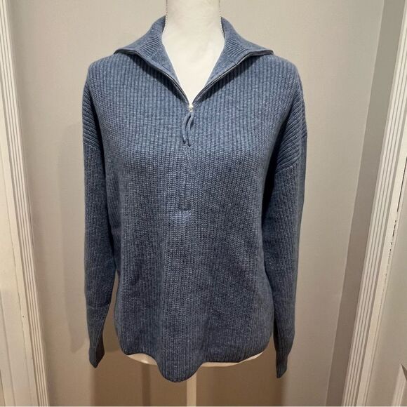 NWT Revolve One Grey Day women's cashmere quarter zip sweater size large - Picture 5 of 9